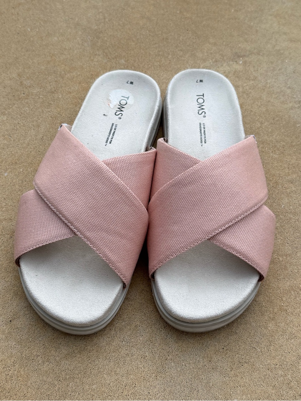 Toms Pink Crisscross Slide Mules